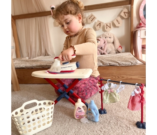 WOOPIE Zestaw XXL Deska do Prasowania z Żelazkiem Wieszakiem Koszem na Pranie i Ubraniami 14 el.