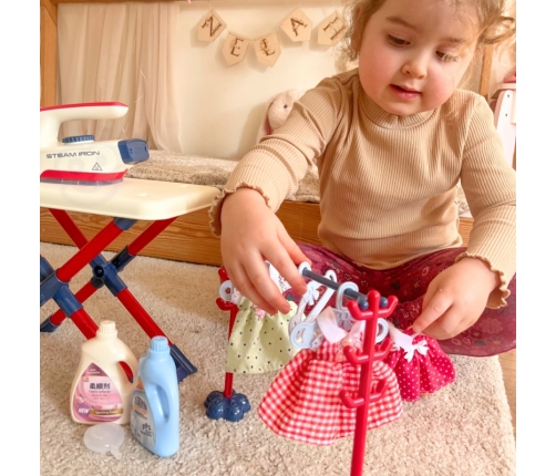 WOOPIE Zestaw XXL Deska do Prasowania z Żelazkiem Wieszakiem Koszem na Pranie i Ubraniami 14 el.