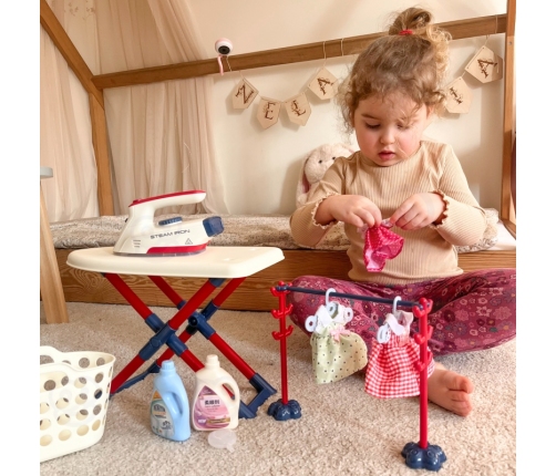 WOOPIE Zestaw XXL Deska do Prasowania z Żelazkiem Wieszakiem Koszem na Pranie i Ubraniami 14 el.