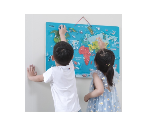 Viga 2w1 Tablica Edukacyjna z Magnetyczną Mapą Świata Montessori