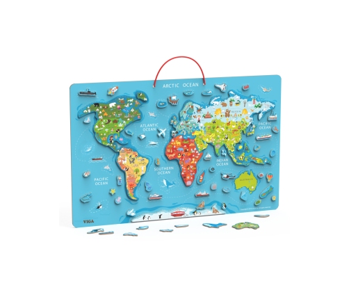 Viga 2w1 Tablica Edukacyjna z Magnetyczną Mapą Świata Montessori