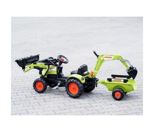 Traktors ar pedāļiem ar kausu un piekabi FALK CLAAS Farmer