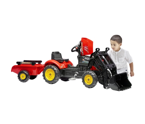 Трактор с педалями с ковшом и прицепом FALK Supercharger