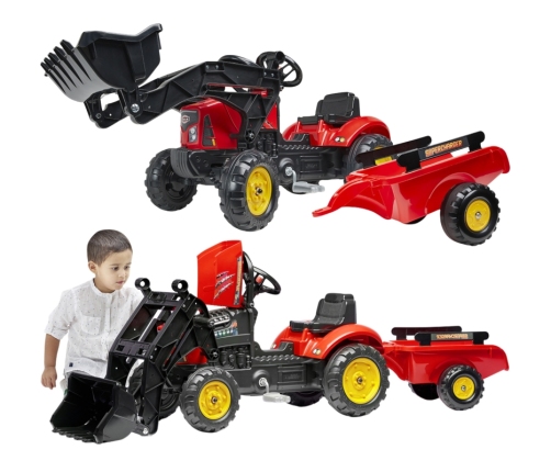 Трактор с педалями с ковшом и прицепом FALK Supercharger