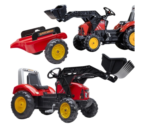 Трактор с педалями с ковшом и прицепом FALK Red Supercharger