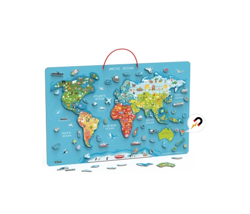 Viga 2w1 Tablica Edukacyjna z Magnetyczną Mapą Świata Montessori