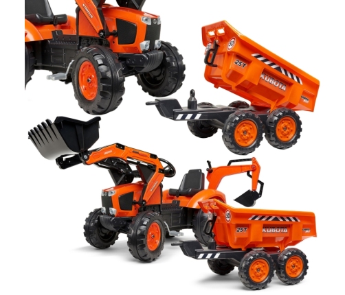 Bērnu stumjamā mašīna traktors ar piekabi FALK KUBOTA