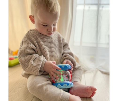 WOOPIE BABY Bębenek Pozytywka Projektor 3w1 Zabawka Muzyczna dla Niemowląt + Walec Roller do Nauki Raczkowania