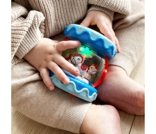 WOOPIE BABY Bębenek Pozytywka Projektor 3w1 Zabawka Muzyczna dla Niemowląt + Walec Roller do Nauki Raczkowania