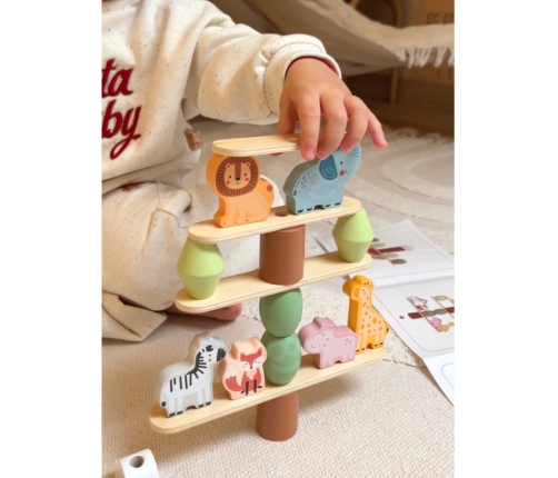 WOOPIE GREEN Balansujące Drewniane Zwierzęta Układanka w Stosy FSC