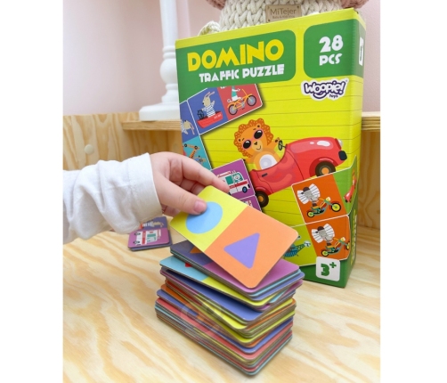 WOOPIE Gra Edukacyjna Transport Zwierzęta Puzzle Domino Montessori