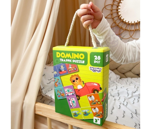 WOOPIE Gra Edukacyjna Transport Zwierzęta Puzzle Domino Montessori