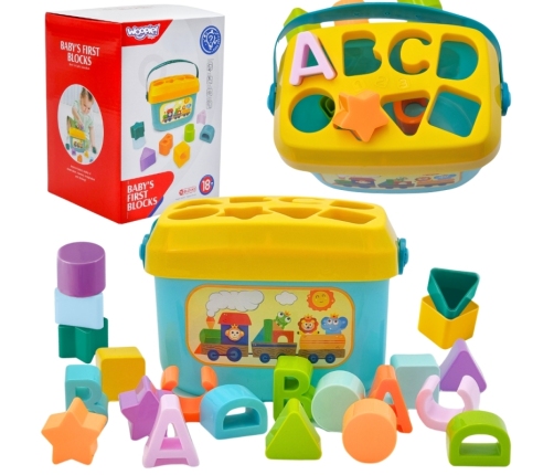 WOOPIE BABY Sorter 2w1 Skrzynka Walizka + Nauka Alfabetu i Kształtów
