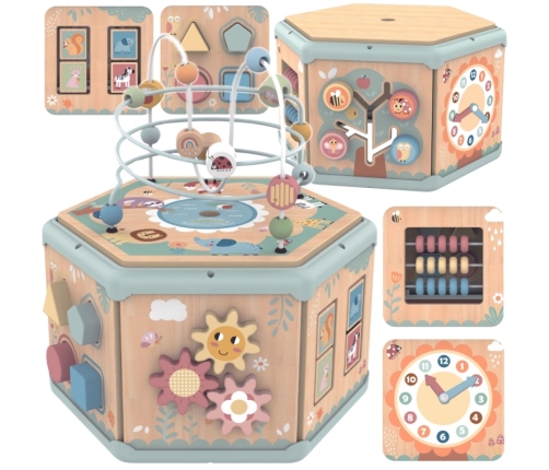 TOOKY TOY Interaktywny Drewniany Sześciokąt Montessori Otwierane Pudełko