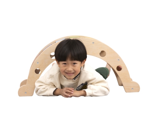 VIGA Drewniany Bujak Mostek 2w1 Huśtawka Montessori Tęczowa