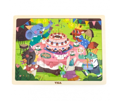VIGA Drewniane Puzzle Układanka 24 el. Przyjęcie Urodzinowe