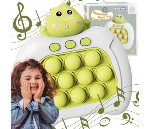 WOOPIE Gra POP IT Elektryczna Antystresowa Zręcznościowa Dinozaur Zielony Zestaw 9 szt.