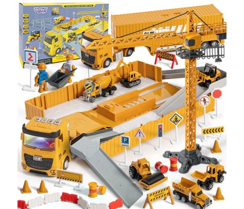 WOOPIE Samochód Ciężarowy 6w1 Zestaw Budowy Dźwig Resoraki Akcesoria