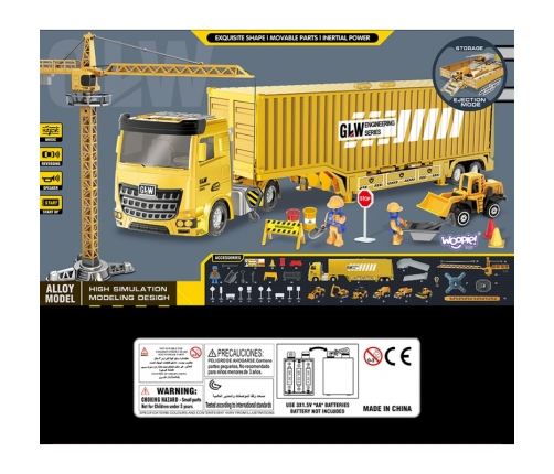 WOOPIE Samochód Ciężarowy 6w1 Zestaw Budowy Dźwig Resoraki Akcesoria