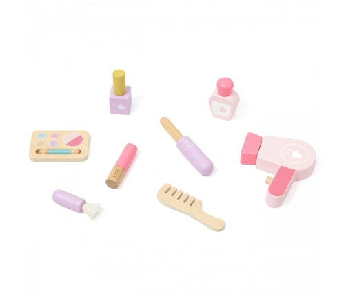 VIGA Duża Toaletka Drewniana Biało-Różowa z Lustrem i Krzesełkiem