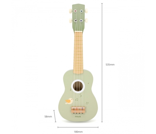 Viga Drewniane Ukulele Gitara Dla Dzieci Zielone Z Nutami