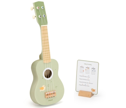 Viga Drewniane Ukulele Gitara Dla Dzieci Zielone Z Nutami