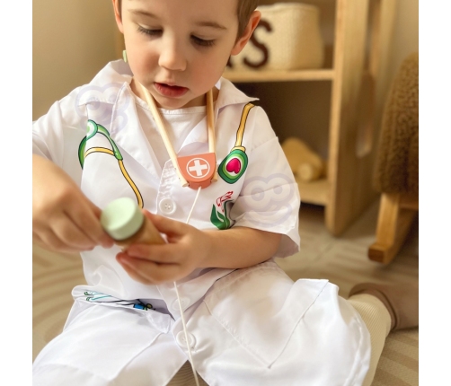 WOOPIE Strój Fartuch Lekarza Doktora Ubranko dla Dzieci do ok. 120 cm