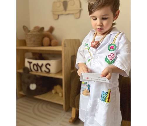 WOOPIE Strój Fartuch Lekarza Doktora Ubranko dla Dzieci do ok. 120 cm