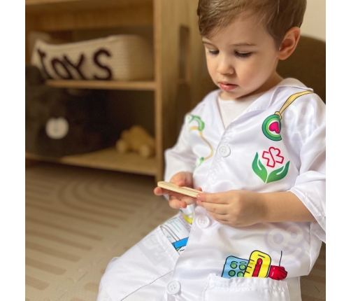 WOOPIE Strój Fartuch Lekarza Doktora Ubranko dla Dzieci do ok. 120 cm