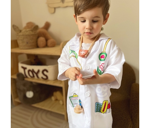 WOOPIE Strój Fartuch Lekarza Doktora Ubranko dla Dzieci do ok. 120 cm
