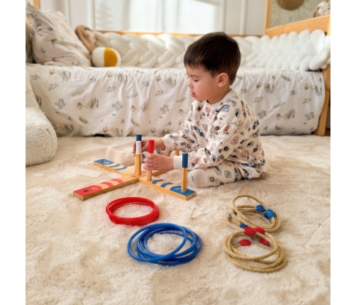 Tooky Toy Drewniana Gra Fun Serso Zręcznościowa Ring Cross