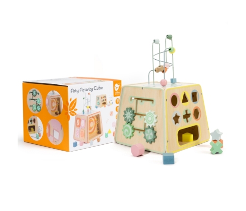 CLASSIC WORLD Drewniana Kostka Edukacyjna Sensoryczna 6w1