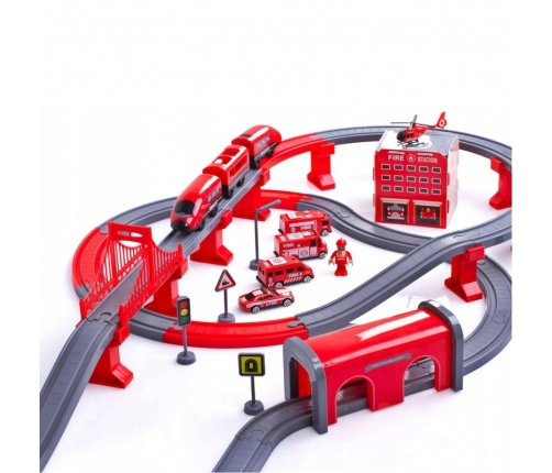 WOOPIE Kolejka Elektryczna Tor Samochodowy Straż Helikopter Auta 92 el.