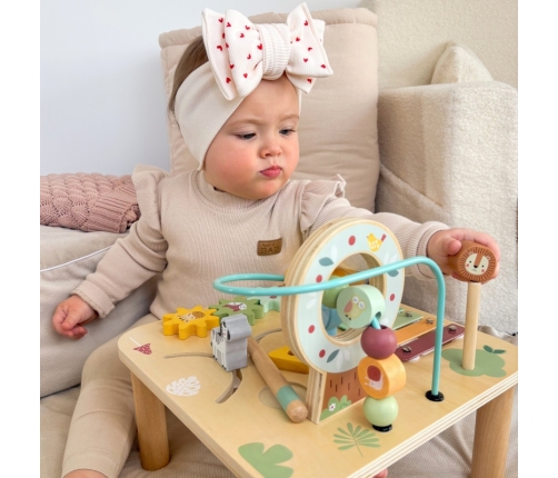 WOOPIE GREEN Drewniany Stolik Edukacyjny Muzyczny Labirynt Sensoryczny 5W1