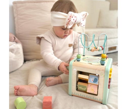 WOOPIE GREEN Drewniana Kostka Aktywności Multifunkcyjna Edukacyjna Sorter