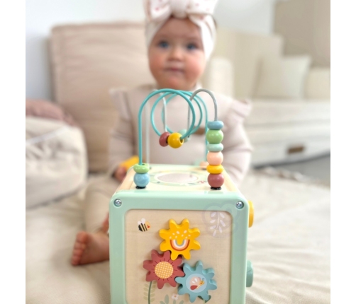 WOOPIE GREEN Drewniana Kostka Aktywności Multifunkcyjna Edukacyjna Sorter