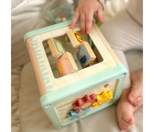 WOOPIE GREEN Drewniana Kostka Aktywności Multifunkcyjna Edukacyjna Sorter