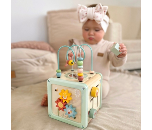 WOOPIE GREEN Drewniana Kostka Aktywności Multifunkcyjna Edukacyjna Sorter