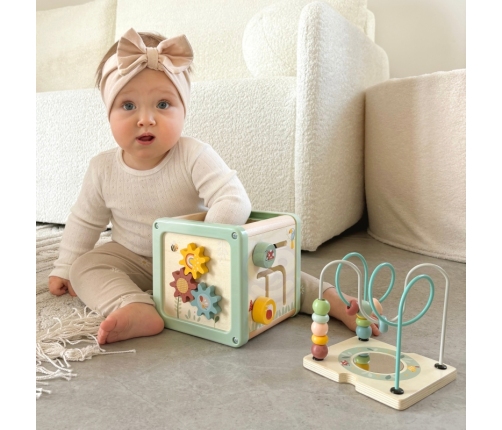 WOOPIE GREEN Drewniana Kostka Aktywności Multifunkcyjna Edukacyjna Sorter