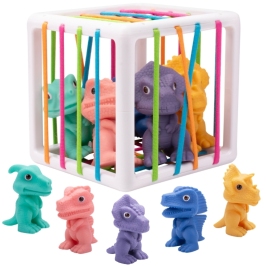 WOOPIE Elastyczna Kostka Sensoryczna Sorter dla Dzieci Kolorowe Dinozaury 6 el.