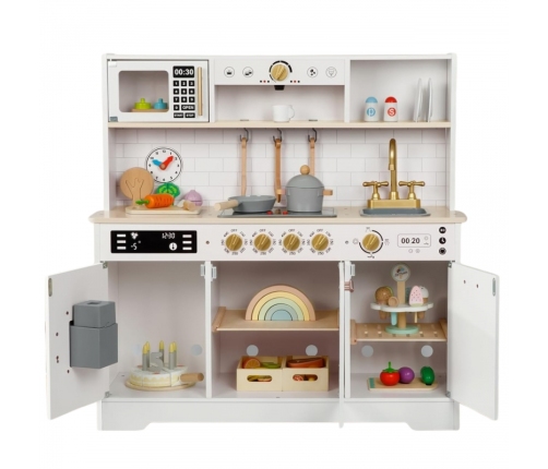 TOOKY TOY Duża Drewniana Multifunkcyjna Kuchnia Nowoczesna Akcesoria