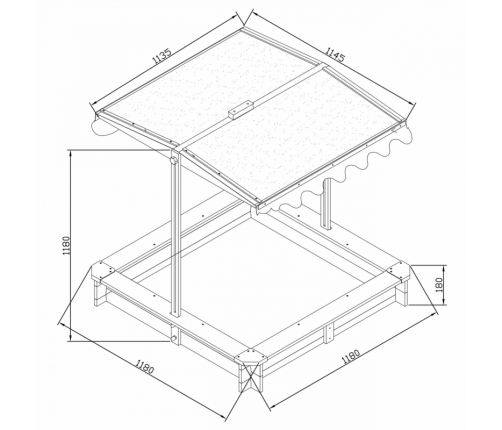 AXI Drewniana Piaskownica z Daszkiem Zamykana z Ławkami