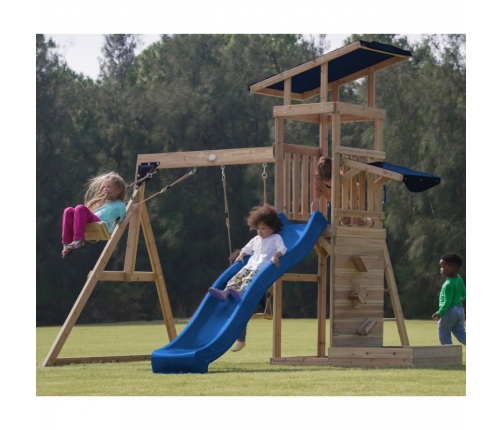 AXI Drewniany Duży Plac Zabaw Huśtawki Zjeżdżalnia Wieża + Piaskownica