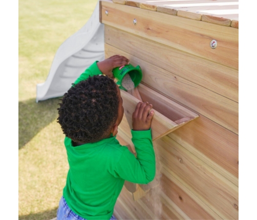 AXI Drewniany Duży Plac Zabaw Huśtawki Zjeżdżalnia Wieża + Piaskownica - Biały