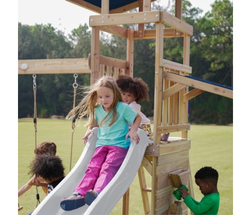 AXI Drewniany Duży Plac Zabaw Huśtawki Zjeżdżalnia Wieża + Piaskownica - Biały