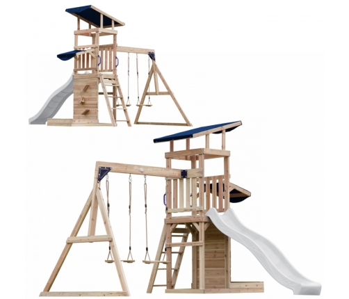 AXI Drewniany Duży Plac Zabaw Huśtawki Zjeżdżalnia Wieża + Piaskownica - Biały