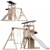 AXI Drewniany Duży Plac Zabaw Huśtawki Zjeżdżalnia Wieża + Piaskownica - Biały
