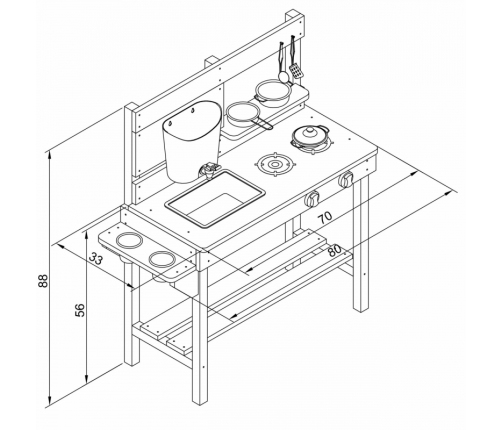 AXI Duża Drewniana Kuchnia Zabawa Woda i Piaskiem