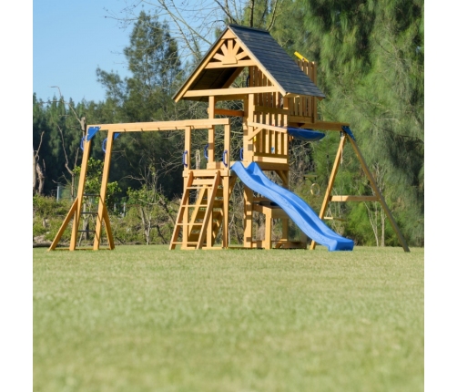 AXI Mitch - Duży Plac Zabaw Drewniany Zjeżdżalnia Hustawki Ścianka Wspinaczkowa + Wieża