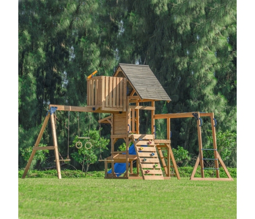 AXI Mitch - Duży Plac Zabaw Drewniany Zjeżdżalnia Hustawki Ścianka Wspinaczkowa + Wieża